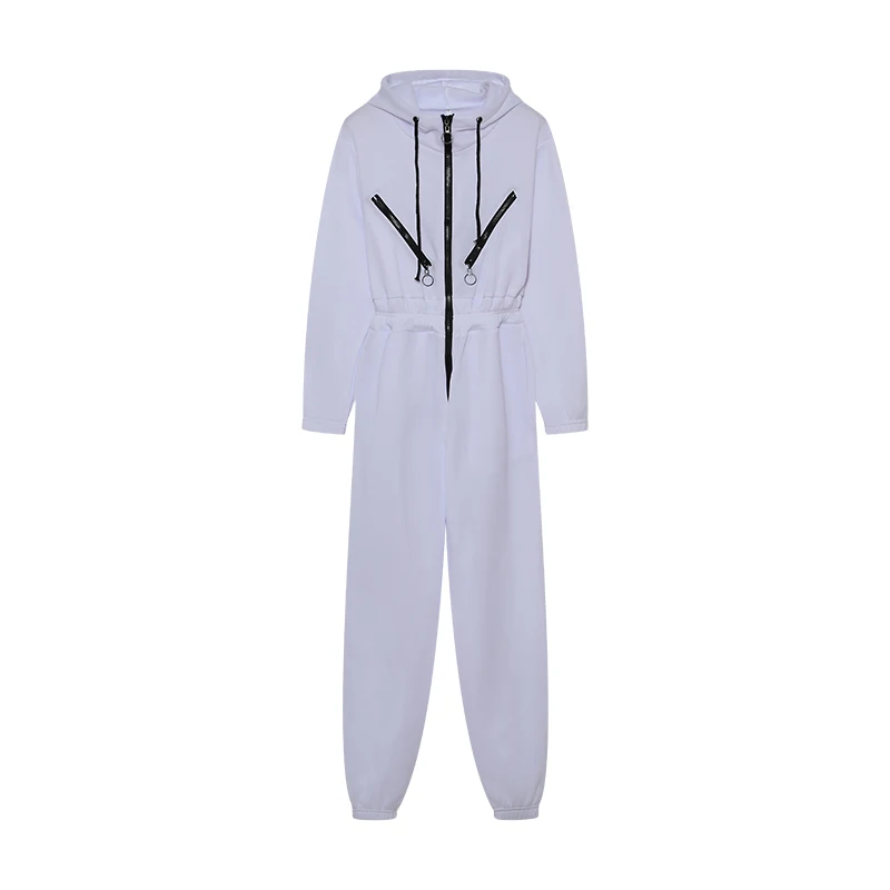 Herbstliche Einteiler-Sets: Sweatshirt-Kapuzen-Jumpsuit für Damen, lässige Sportsets, Winter-Reißverschluss-Set mit gerader Hose. – Detail 13
