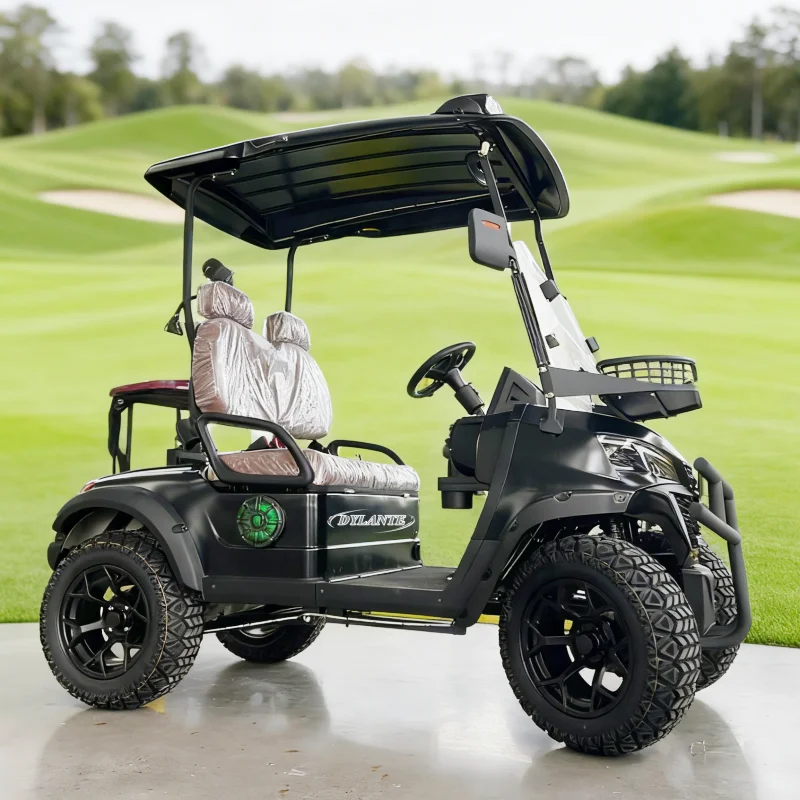 

Новые электрические тележки для гольфа с подъемом 48 В, сиденья для 2 человек, белый внедорожный скутер для гольфа, 4-колесный литиевый 4-местный солнечный тележка для гольфа