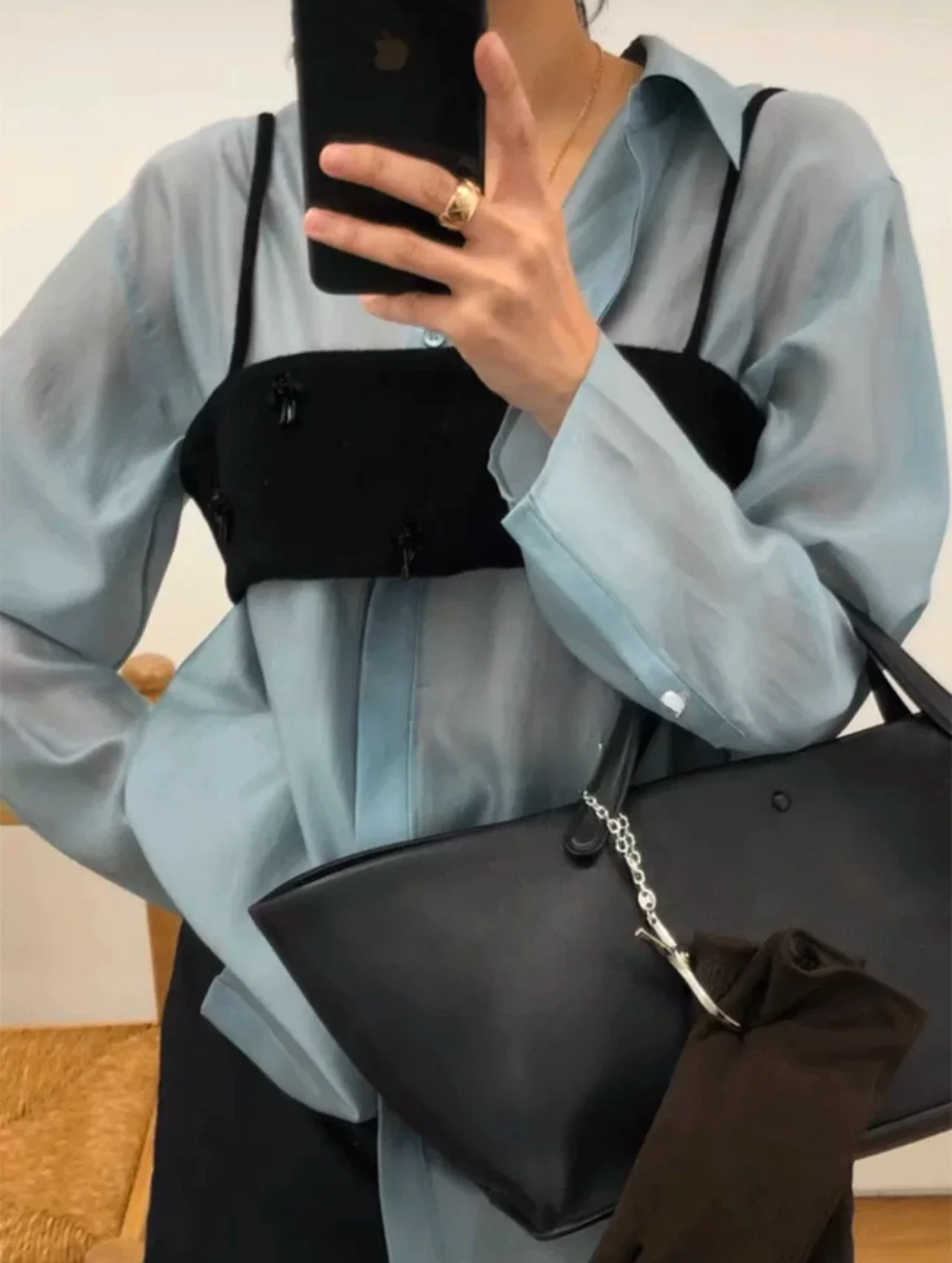 

PREON Premium Glossy Loose Long Sve Silk irt Versatile Commute Sle Women's Busin Casual Classic Fit Button Plaet