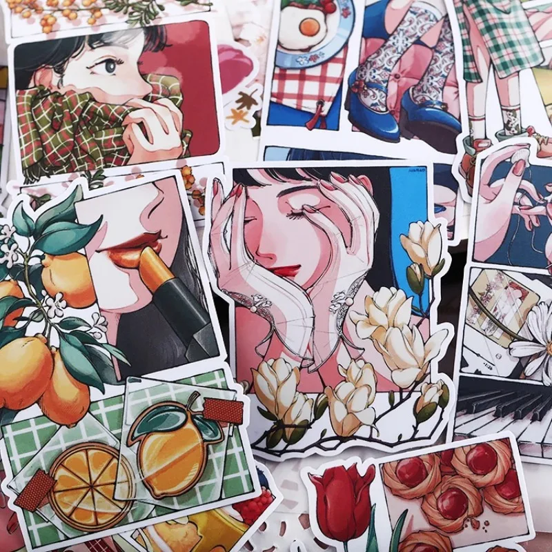 

Stickers 23pcs Girl Diary Hand Account Character Cute Mobile Phone Case Ins Large Size Decorative Material / Waterproof