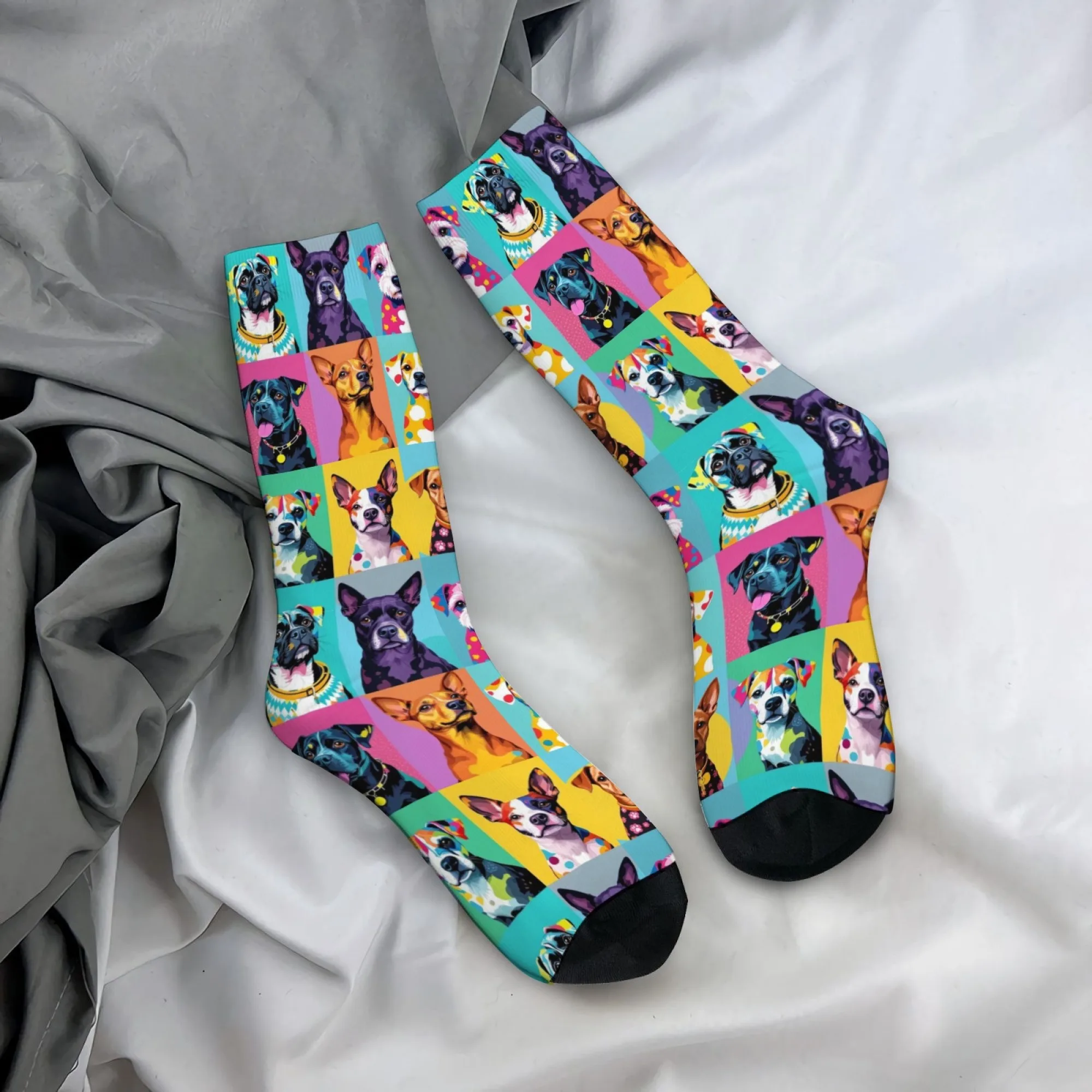 Bunte süße Welpen Herrensocken Neuheit lustige glückliche Kompressionssocken Harajuku-Stil Crazy Street Hip-Hop Trend Socken Party Geschenk