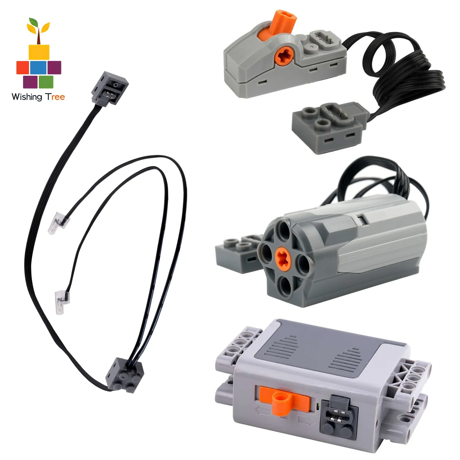 MOC Technisches Bausatz mit Motor und Batteriekasten, LED-Lichtkabel, Schalter, STEM, pädagogisches Konstruktionsspielzeug für Kinder