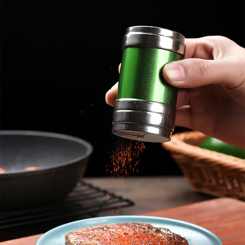 Stainless Steel Spice Jar Rotating Cover Barbecue Salt Sugar Bottle Shaker Pepper Seasoning Can Home Kitchen Cooking Gadgets