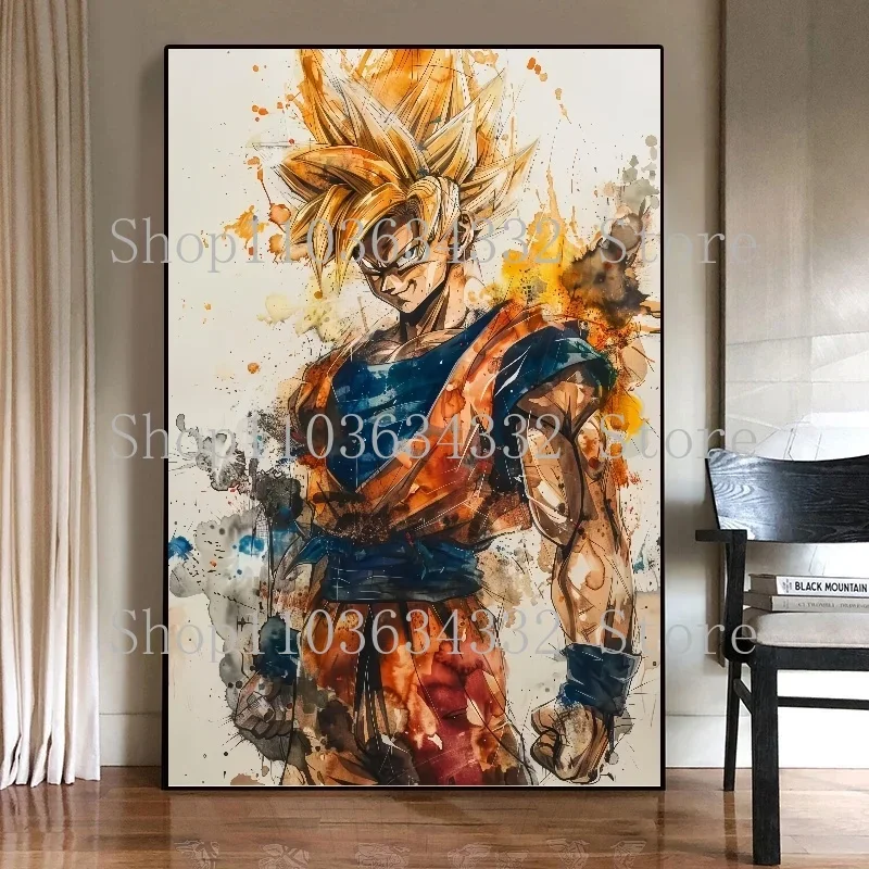 Póster de Dragon Ball de Super Saiyan de Anime famoso, Mural artístico de Goku Vegeta, decoración del hogar de alta calidad, lienzo impreso, pintura, regalo para niños