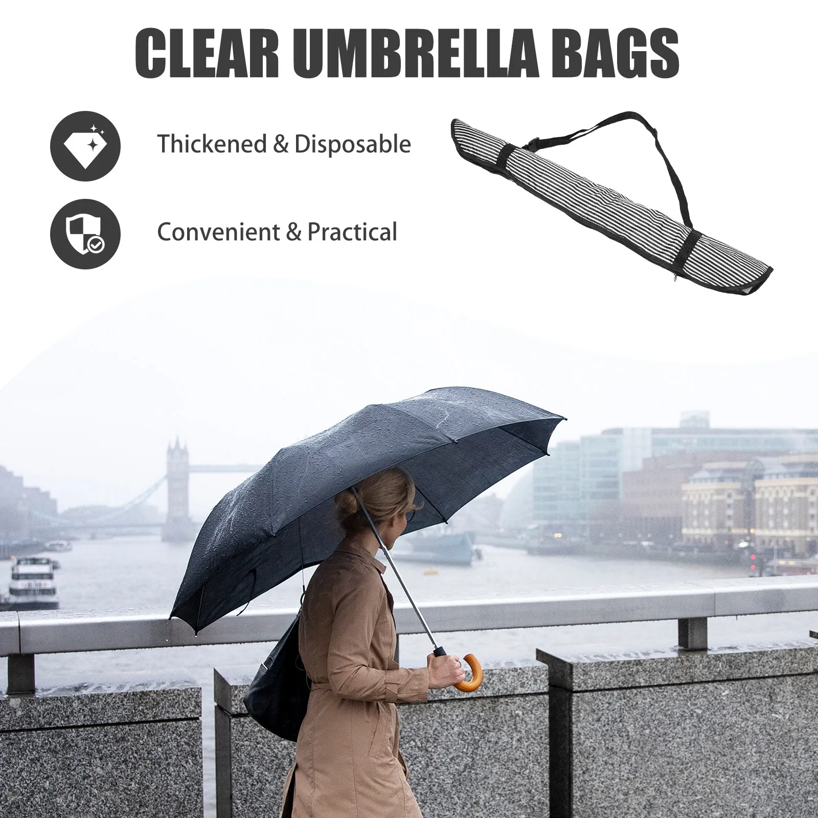 Wheelchair Cane Holder Bag Universal Umbrella Carry Sleeve for Walkers Power Chairs Mobility Aid Storage