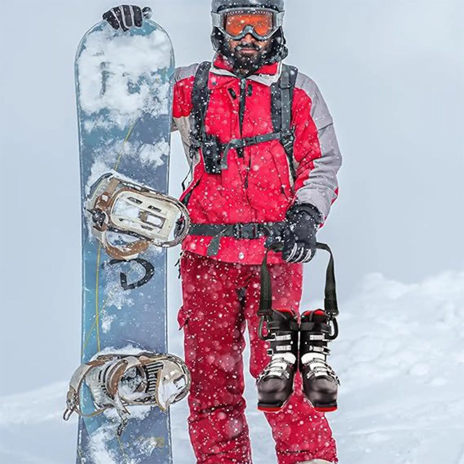 สายรัดรองเท้าสกี 2 ชิ้น อุปกรณ์กีฬา อุปกรณ์เสริม สายสะพายไหล่สำหรับเล่นสกี สำหรับผู้ชาย ผู้หญิง ผู้ใหญ่ มืออาชีพ เหมาะสำหรับเล่นสโนว์บอร์ด