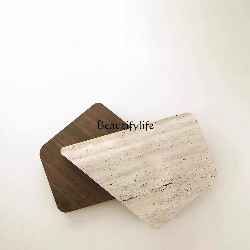 

01 Japanese-style travertine coffee table modern living room wabi-sabi wind special-shaped marble tea table