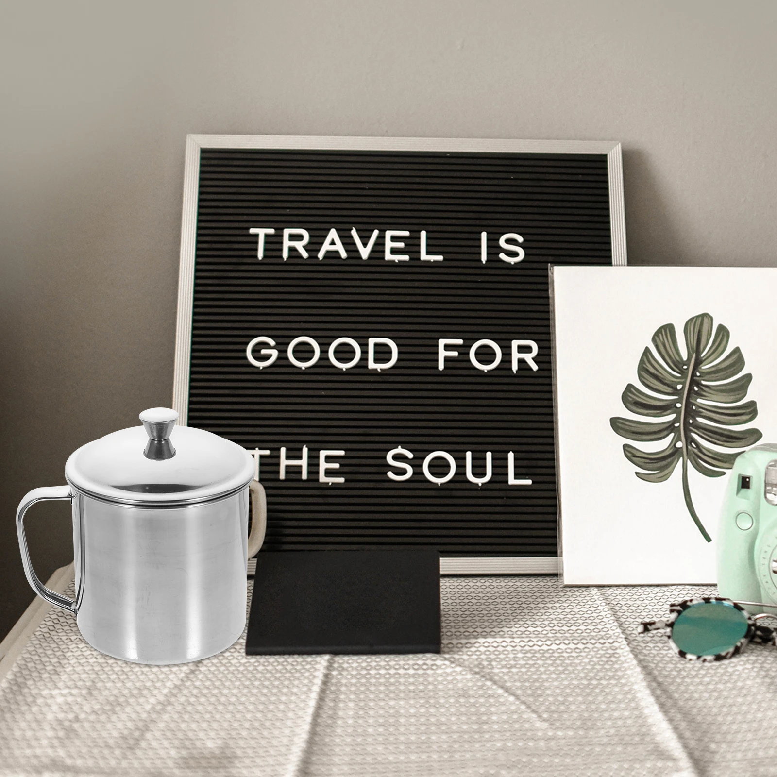 

304 Stainless Steel Tea Cup Portable Handle Lid Insulated Hot Cold Drinking Cup Coffee Whiskey Camping