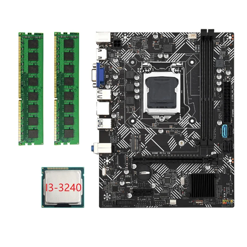 B75M-VH Desktop Motherboard Motherboard +I3-3240 CPU +2X DDR3 1600Mhz 8G RAM LGA 1155 USB 3.0 SATA 3.0 Computer Motherboard