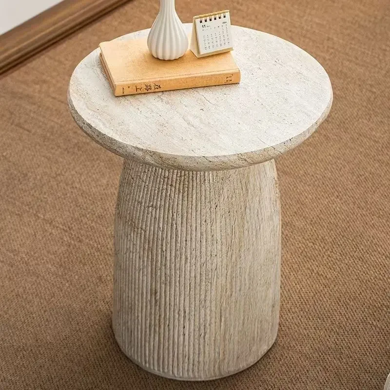 Mesa auxiliar de óxido de magnesio para sala de estar, mesa de centro para balcón, mesa de esquina redonda, mesita de noche móvil para dormitorio