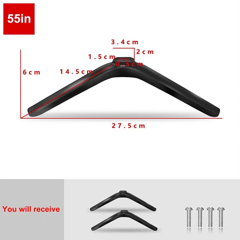 أرجل حامل قاعدة تلفزيون عالمية جديدة مع براغي سوداء للتلفزيون على سطح الطاولة وأجهزة قابلة للتعديل لغرفة النوم