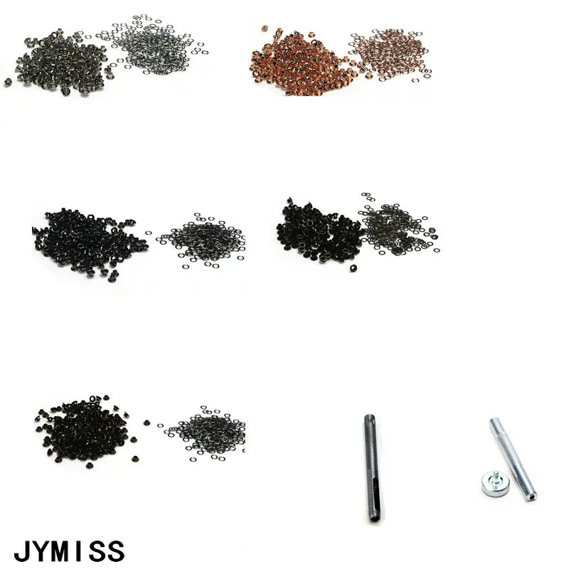 JYMISS-COPPER Electroplating Metal Eyelet for Shoes, Clothes Accessory, Handbag Findings, 5 Colors, 100Sets, 4mm