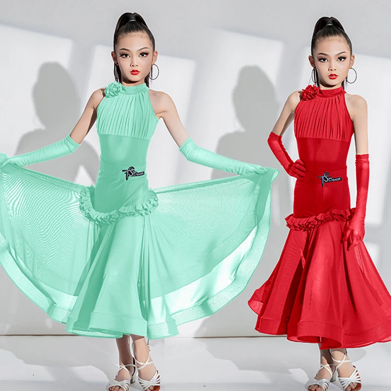 2023 Waltz Ballroom Dance Competition Dresses Girls Latin Dance Dress Kids Chacha Samba Modern Dancing Dresses Costume SL8847