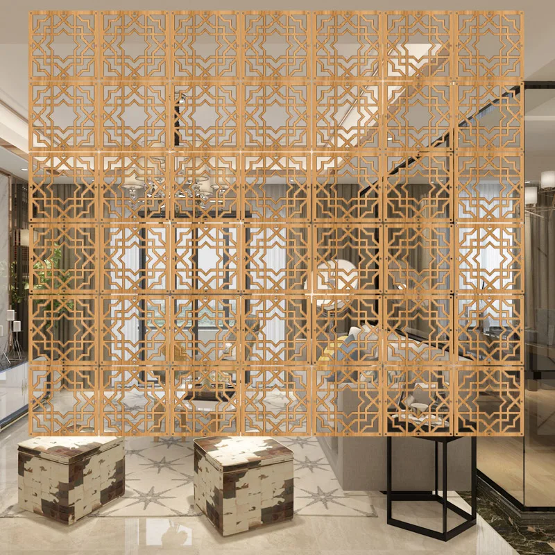 

10pcs Room Hanging Screen Partition Guest Room Divider Panel wooden color Living Room Office Simple Chinese Hollowing Screen