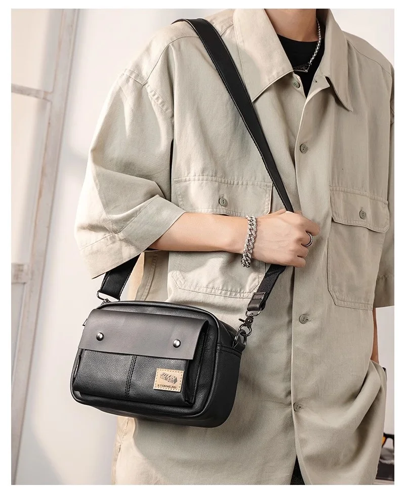 Retro Men Shoulder Bags Cool Male Crossbody Bags Leather Men Sling Bags Fashion Messenger Bags