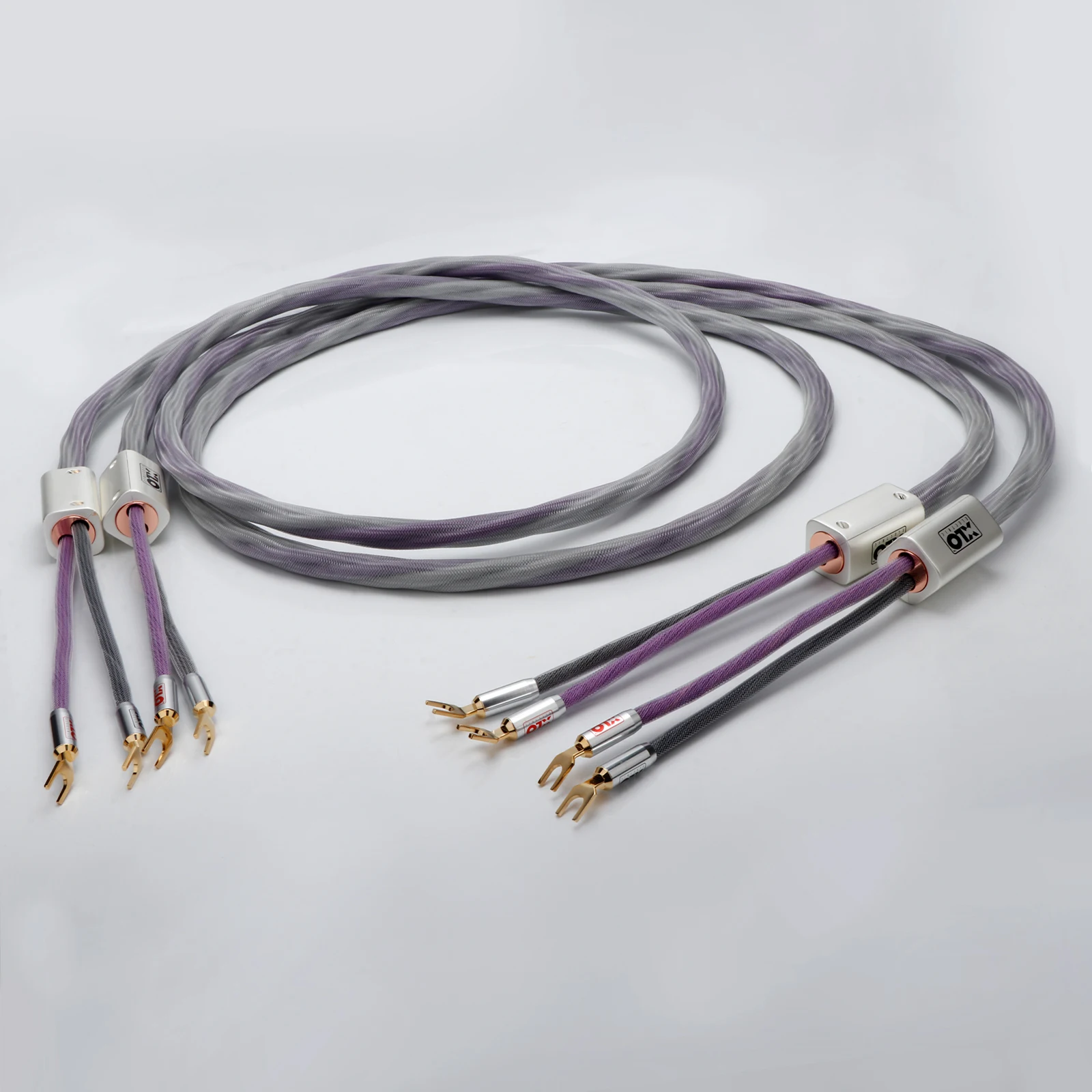 ペア XLO Signature3 OCC シルバーメッキスピーカーケーブルフィーバー Y スペードコネクタバナナプラグスピーカーワイヤー箱と袋なし