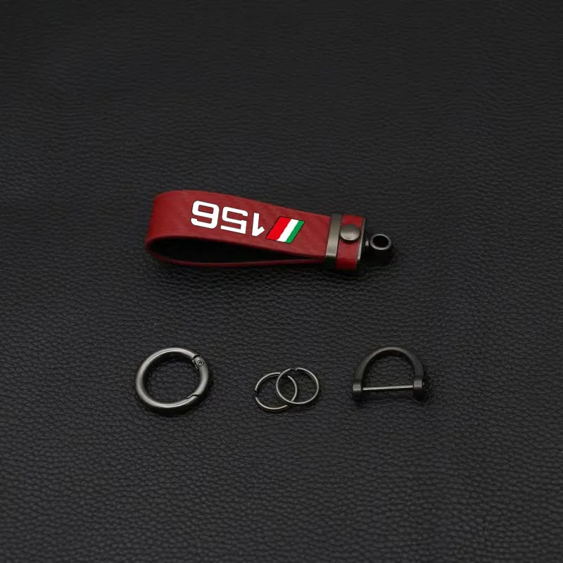 Car carbon fiber keychain leather metal pattern For Alfa Romeo 156 159 1998 2001 2002 2003 2004 2005 2006-2022 Car Accessories