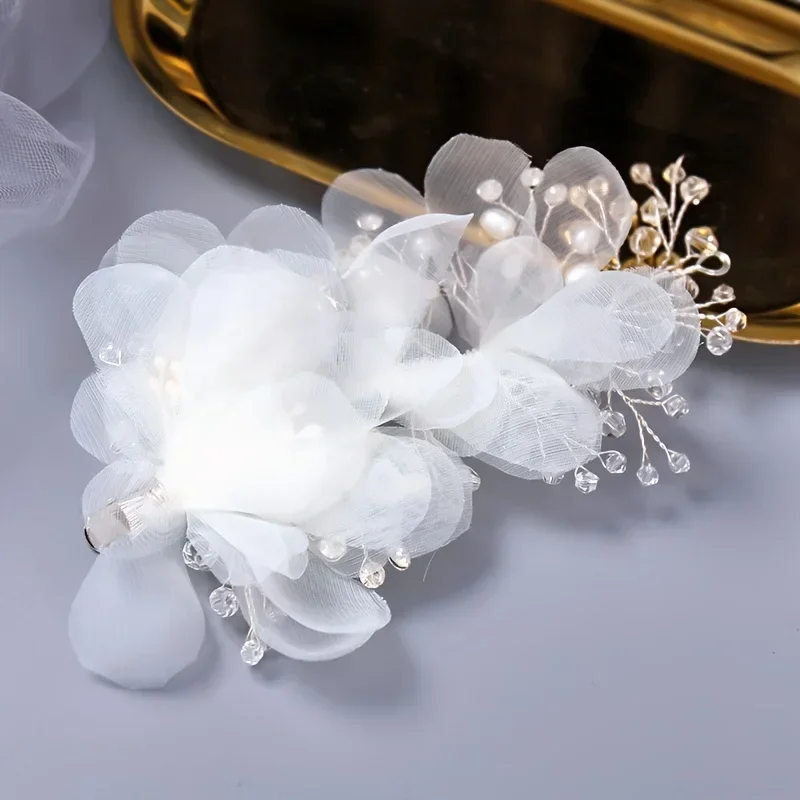 Trendy Silber Farbe Kristall Blume Haar Clips Haarnadel Für Frauen Braut Handgemachte Braut Hochzeit Haar Zubehör Schmuck Kopfschmuck