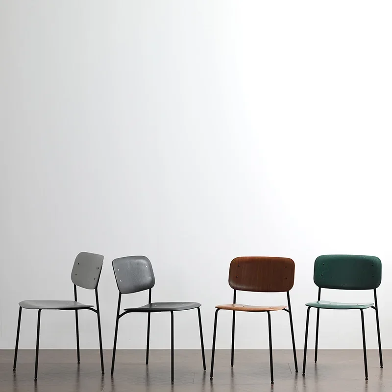 Nordic simple modern dining chair designer chair Internet celebrity creative home solid wood wrought