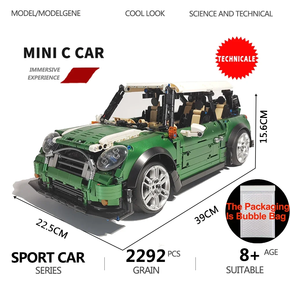Beroemde Auto Klassieke Model Bouwstenen Groene Weg Mini Auto Technische Modulaire Stad Bakstenen Mode Plastic Speelgoed Voor Kinderen Geschenken