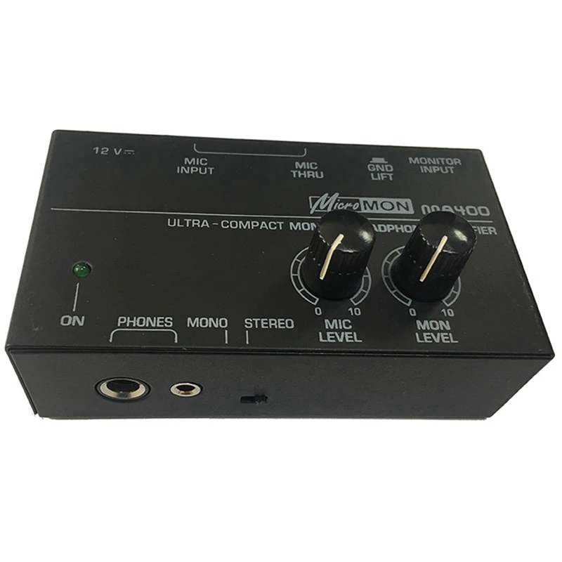 

New MA400 Headphone Preamplifier Microphone Preamplifier Audio 6.35Mm & 3.5Mm Headphone Outputs Mixer EU Plug Durable