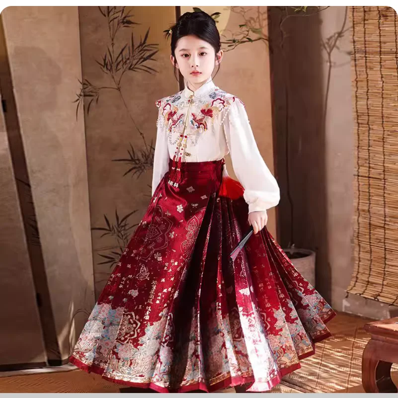 Spring and Autumn Girls' National Style Retro Hanfu Set