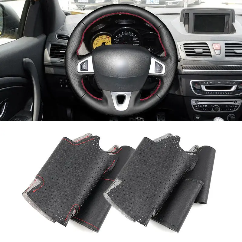 Car Steering Wheel Leather Cover For Renault Megane 3 2008-2016 Scenic 3 2009-2016 Kangoo 2 Fluence Samsung SM3 Nissan NV250