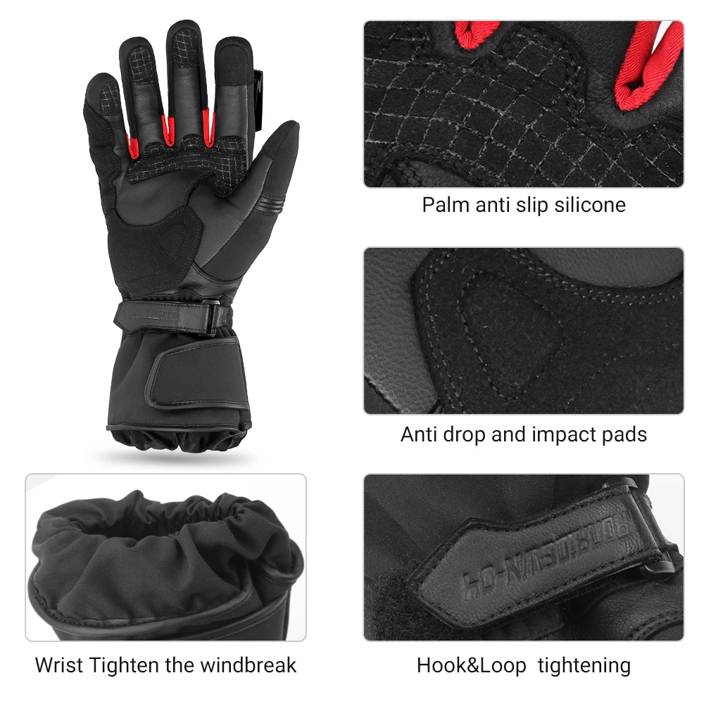 Winter Motorcycle Gloves Waterproof Windproof Warm Off-road Riding Gloves Anti Fall Touch Screen Motorcycle Full Finger Gloves