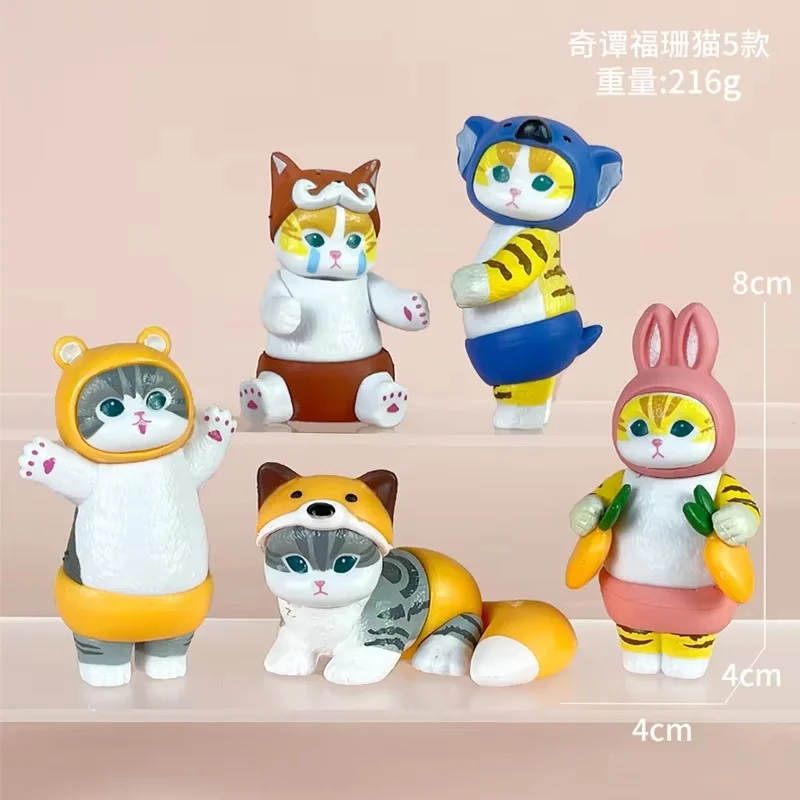 Mofusand Katzen-Blindbox-Figurenset Kawaii Tierfiguren Fuchs Bär Hase Koala Kostüm Kätzchen PVC Mini-Figuren Mystery Box Sammlerstück