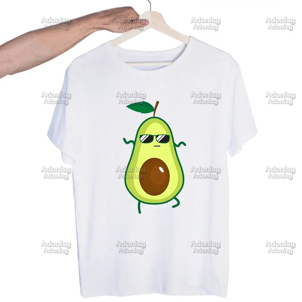 Graphic Avocado Cartoon Fruit Print Men's Brand T-shirts Funny Hip Hop Summer Women Men Tees Streetwear Ulzzang Harajuku Stlye