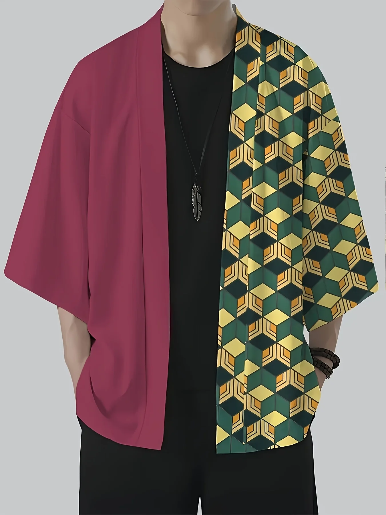 

Japanese Kimono for Men Traditional Anime Character Printed Robe Yukata Japanese Clothing Cosplay Costume Casual Loose Kimono