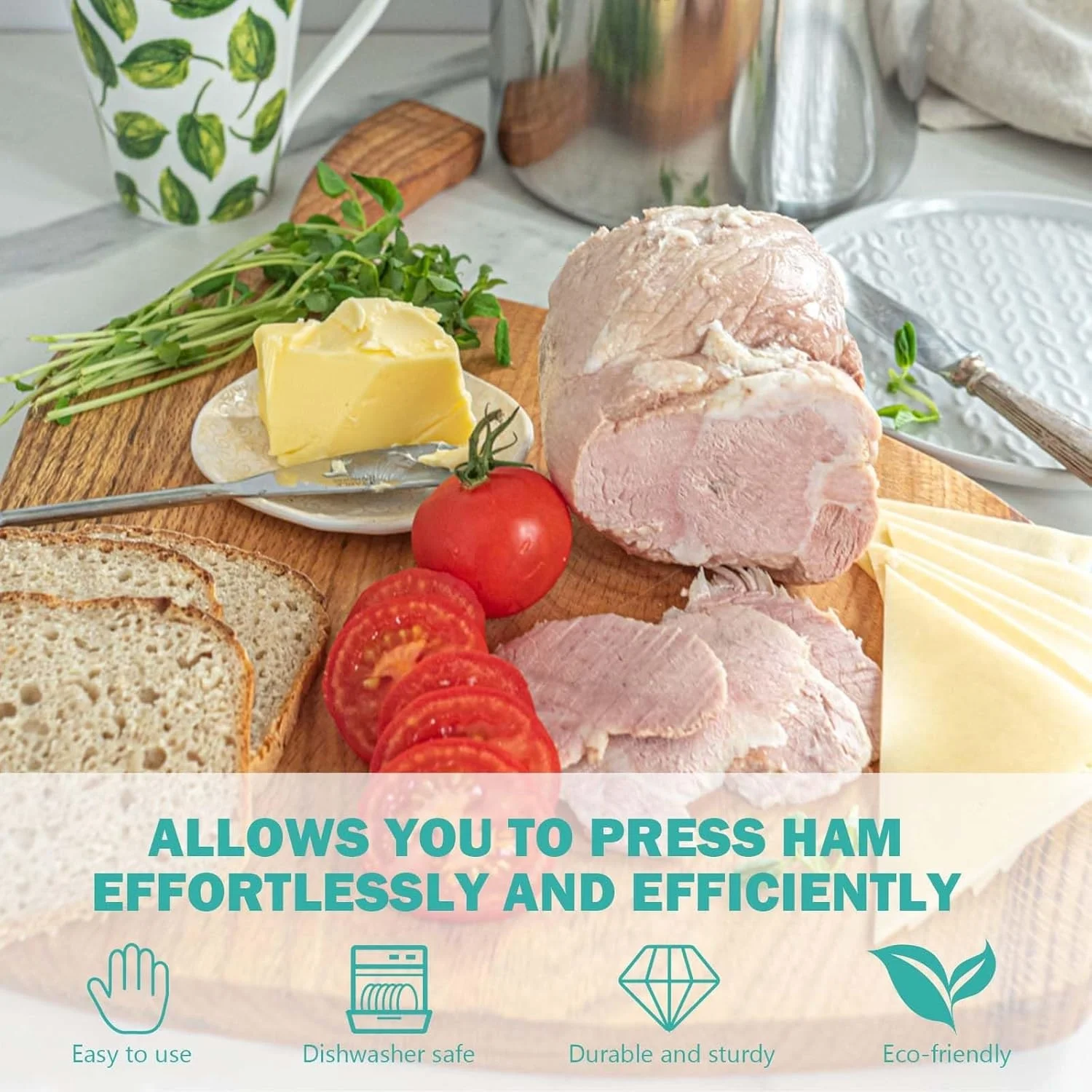 Ham Maker Meat Press Food Grade Stainless Steel with Thermometer Detachable for Homemade Deli Bacon Luncheon Meat Kitchen