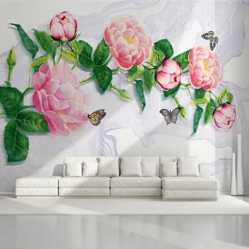 

Custom 3D Flores Photo Mural Home Interior Beautifu Wallpaper Rose Flower Background Wall Painting Papel De Parede Tapety Fresco