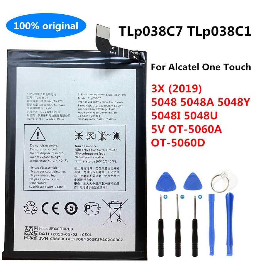 Original TLp038C1 TLp038C7 Battery for Alcatel 3X (2019)2019 5048 5048A 5048Y 5048I 5048U One Touch 5V OT-5060A OT-5060D 7 6062w