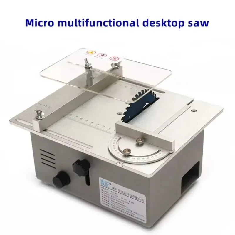 Aluminium Mini Table Saw With Clearance Insert Plate Miter Gauge Guide Lifting Spindle Bearing Motor Set For Woodworking