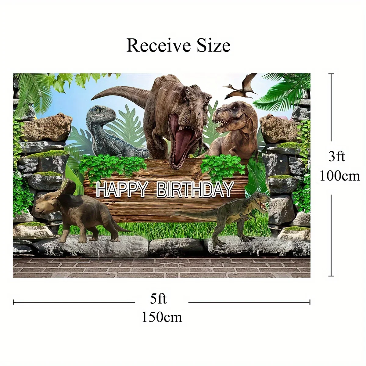 Dinosaur Birthday Backdrop， Tropical Jungle Birthday Party, Birthday Banner Decor Party Decor Supplies, Home Decor Supplies