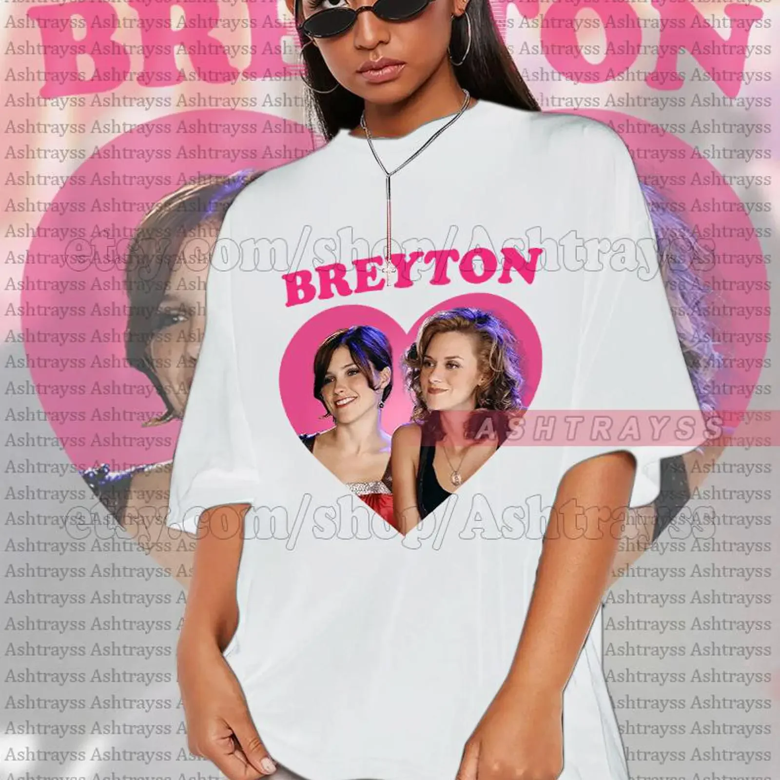 Camiseta Breyton con Corazón Rosa, Estilo Vintage, Suave, para Hombre, Diseño de Brooke y Peyton, Versátil y Cómoda