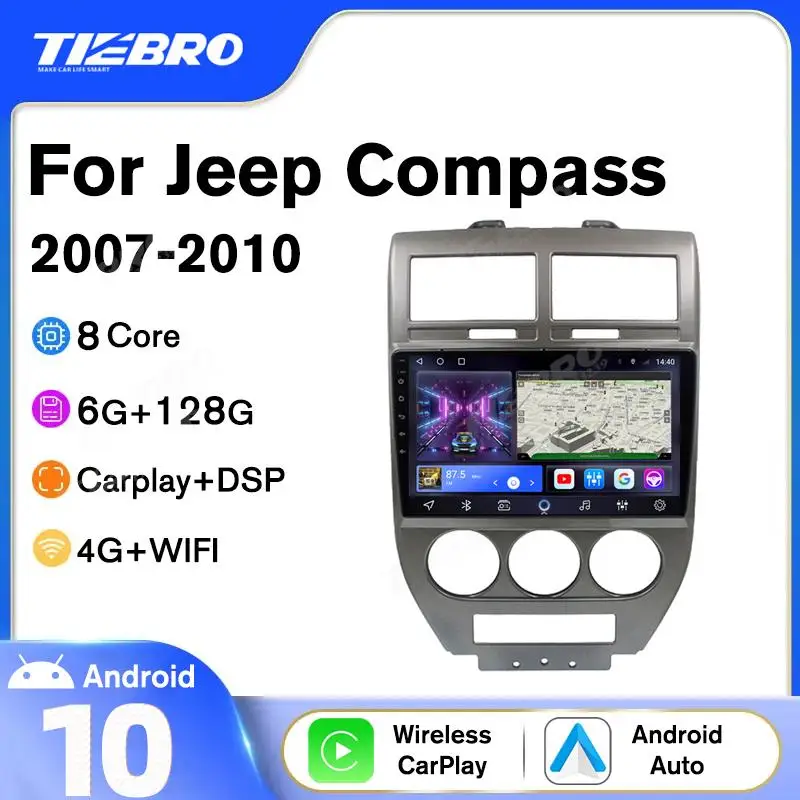 

Tiebro Car Radio For Jeep Compass 2007-2010 Auto Radio 2DIN Android10 Navigator Car Radio Automotive Carplay smart car system