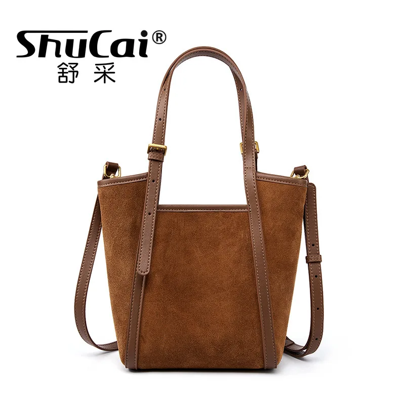 

Genuine Leather Tote Bag Commuter Frosted Large Capacity Cowhide Leisure Handheld Slanting Crossbody Shoulder Bag Autumn Winter