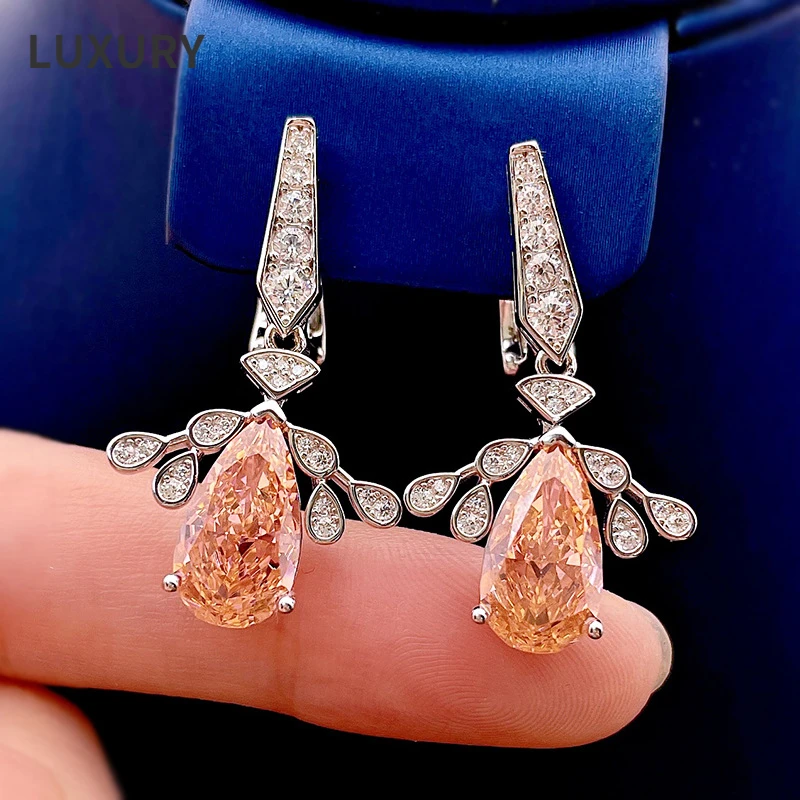 

Luxury 100% S925 sterling silver Water Drop High Carbon Diamond Bee Earrings For Woman Jewelry Wedding Birthday Party Gift