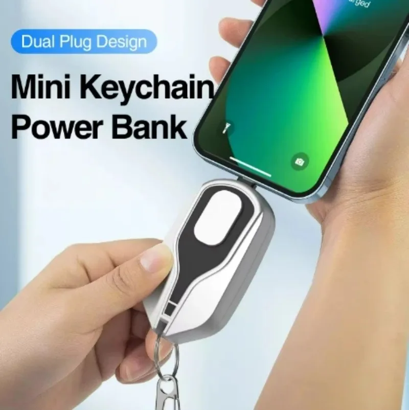 2 in 1 2500mAh Pocket Emergency Mobile Phone Small Portable Charger Pod Powerbank Mini Power Bank Keychains for Iphone Android