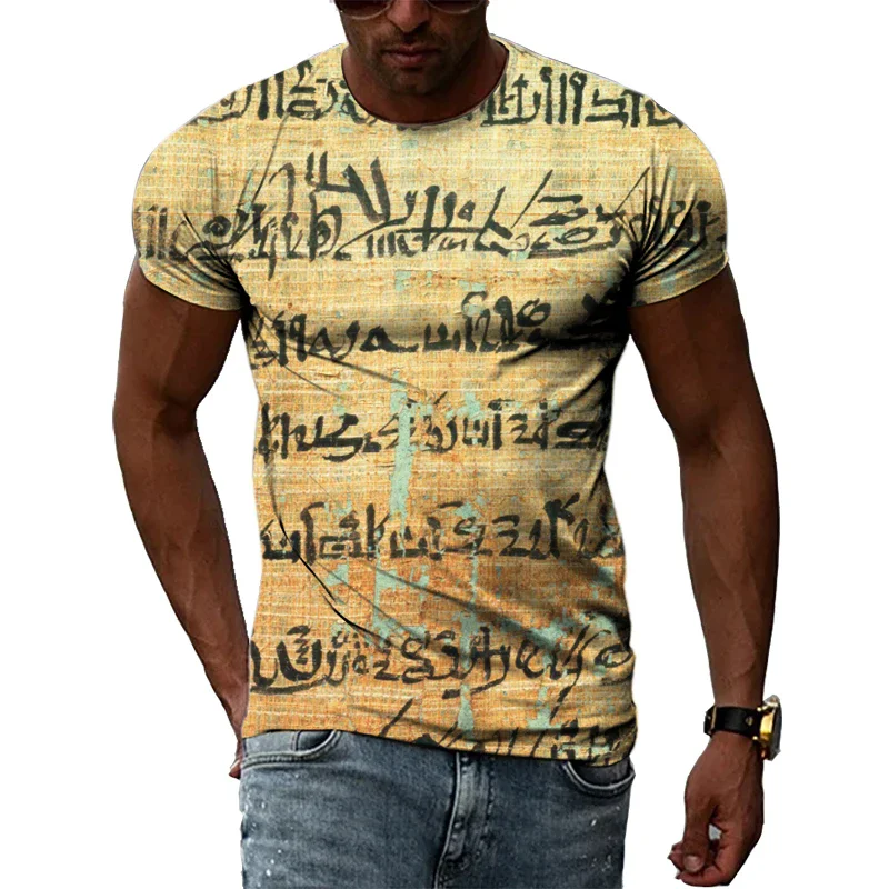 Oude Egyptische Beschaving 3d Print Zomer Hete Verkoop Retro Literatuur En Kunst Heren-Dames Korte Mouwen Ronde Hals T-Shirt