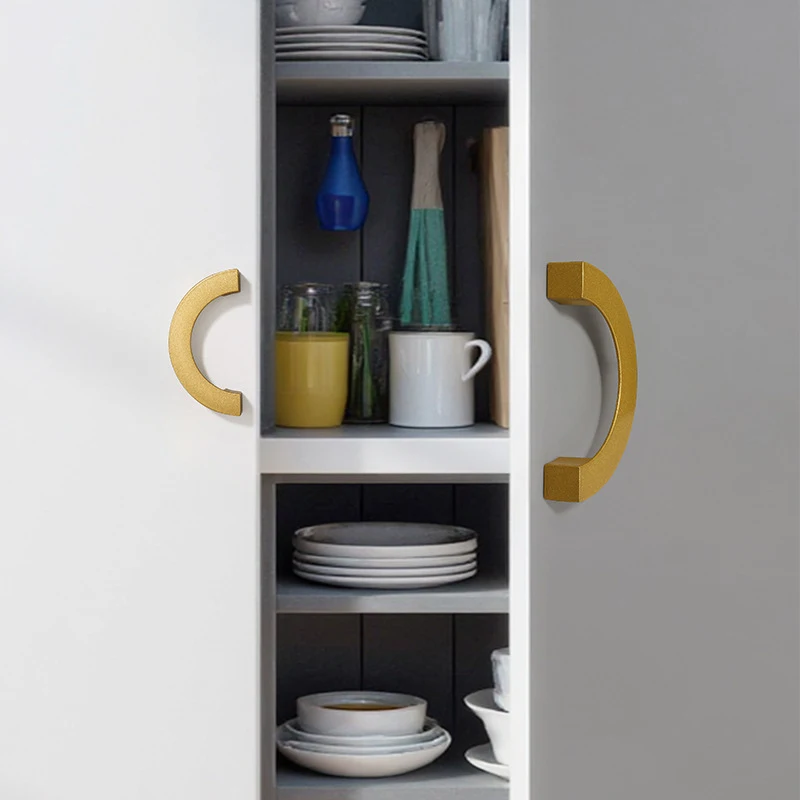 Nordischer Schrankknopf aus Aluminiumlegierung, halbkreisförmiger Küchenschrankgriff, Möbelgriff für Kleiderschrank, runder Griff, Hardware-Schiebeknopf. – Detail 5