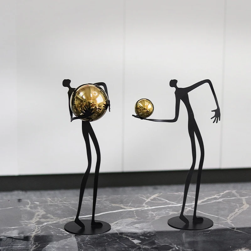 

Modern Abstract Figure Metal Sculpture Ornament for Home Decor Black and Gold Living Room Study Decorations