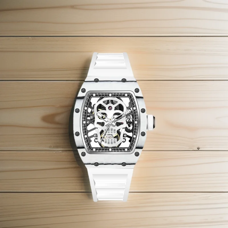 ساعة هيكل عظمي أوتوماتيكية بتصميم مجوف حركة ميكانيكية مقاومة للماء ساعة يد تونيو مع حزام سيليكون رياضية كاجوال 2026