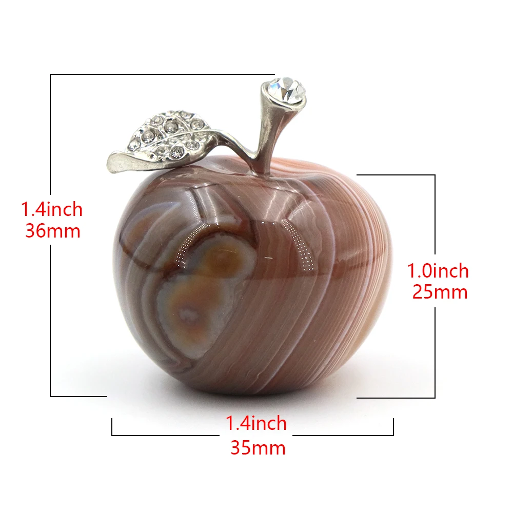 Natural Red Striped Agate Apple Statue 35mm Healing Crystals Hand Carved Gemstone Figurine Christmas Home Desk Decor Lucky Gifts