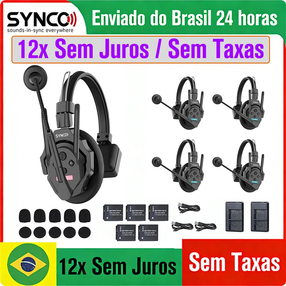 DO Brasil) SYNCO Xtalk XPro fone de ouvido sem fio sistema de intercomunicação bidirecional comunicação 2.4G sem fio para palco ao vivo de filmes