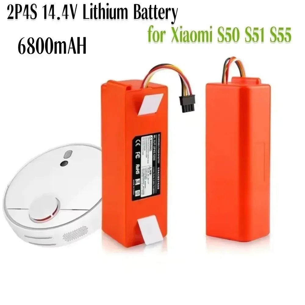 For Xiaomi Vacuum Cleaner Battery (BRR-2P4S-5200S) Roborock S5, S6 S50-55, S5 Max, S6, S7, Etc14.4V 6800mAh