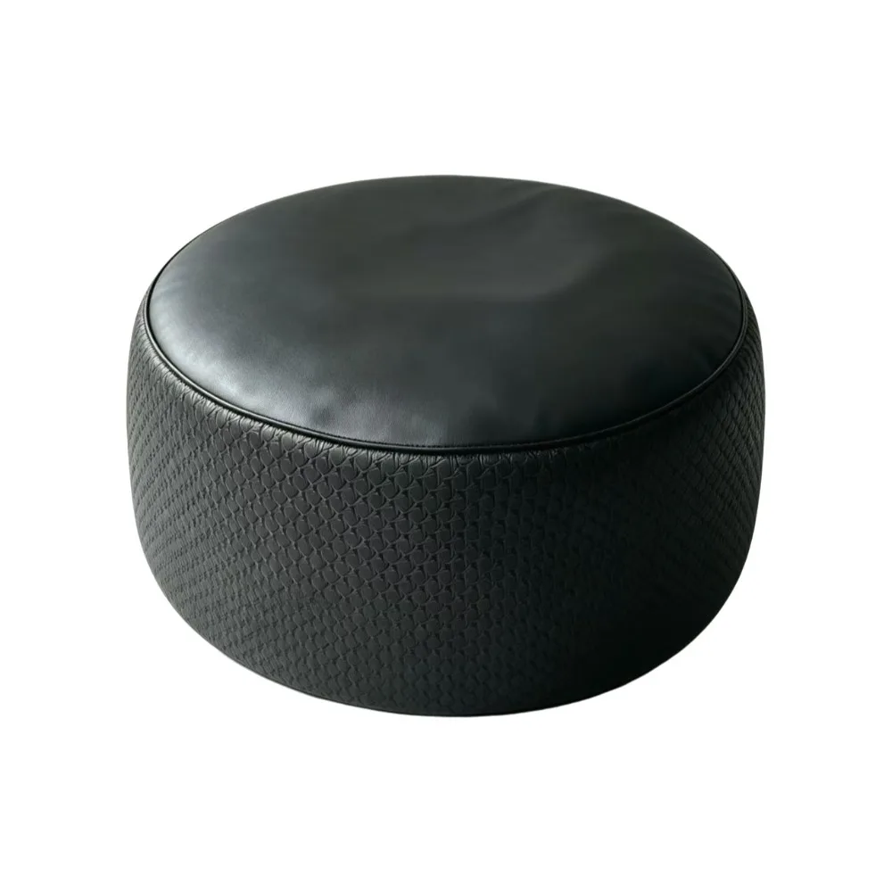 Space Saving PU Leather Footstool Cover Unfilled Round/Square Sofa Stool Cover Bohemian Style Large Capacity Storage Bag Bedroom