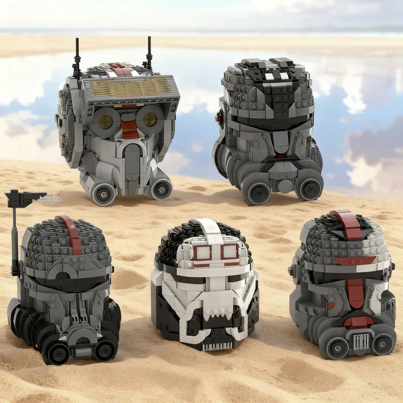 

Набор из 4760 деталей MOC: Шлемы The Bad Batch, модель для сборки Star Battle, креативный подарок, коллекционный декор, премиум-класс для детей